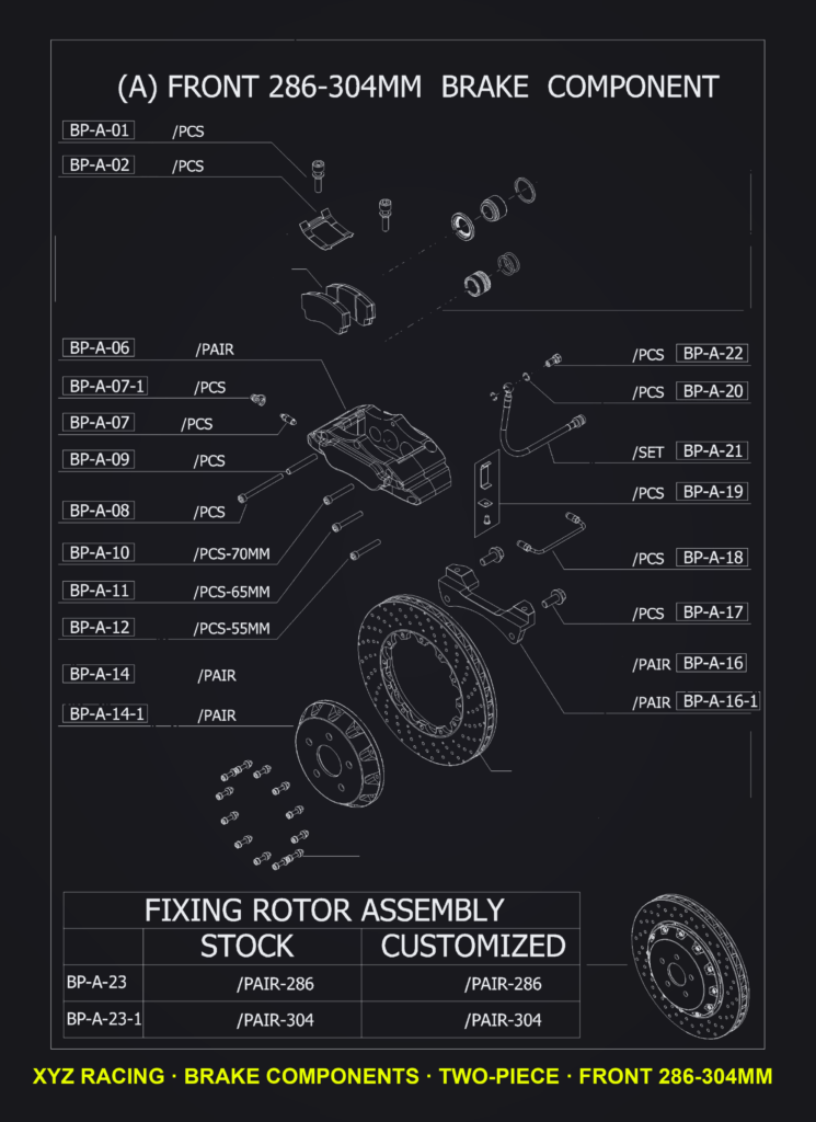 Brake Hose Bracket (BP-A-19) — Two-Piece Front 286-304mm