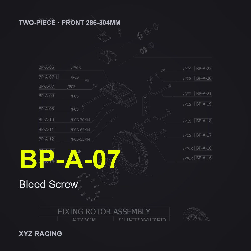 Bleed Screw (BP-A-07) — Two-Piece Front 286-304mm
