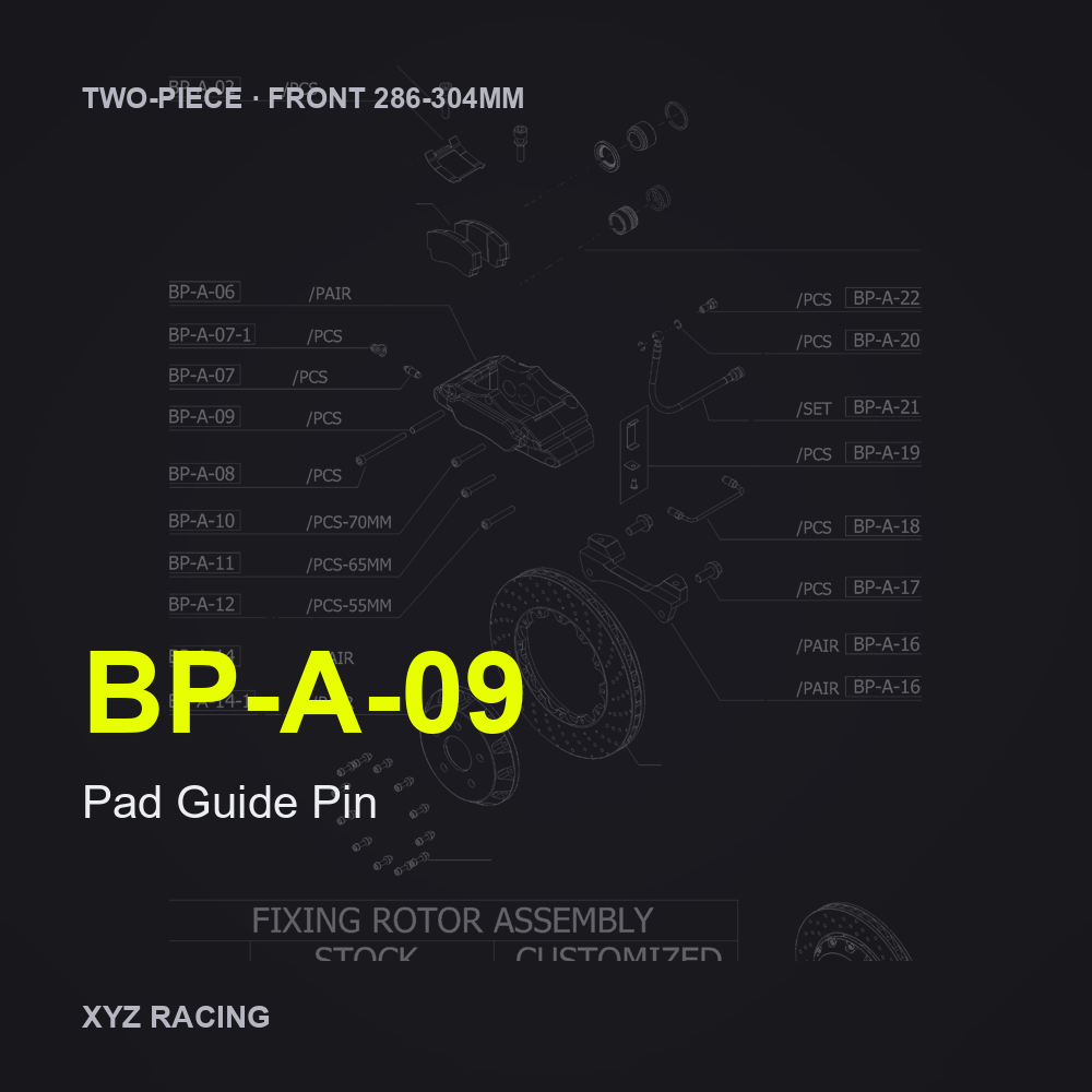 Pad Guide Pin (BP-A-09) — Two-Piece Front 286-304mm