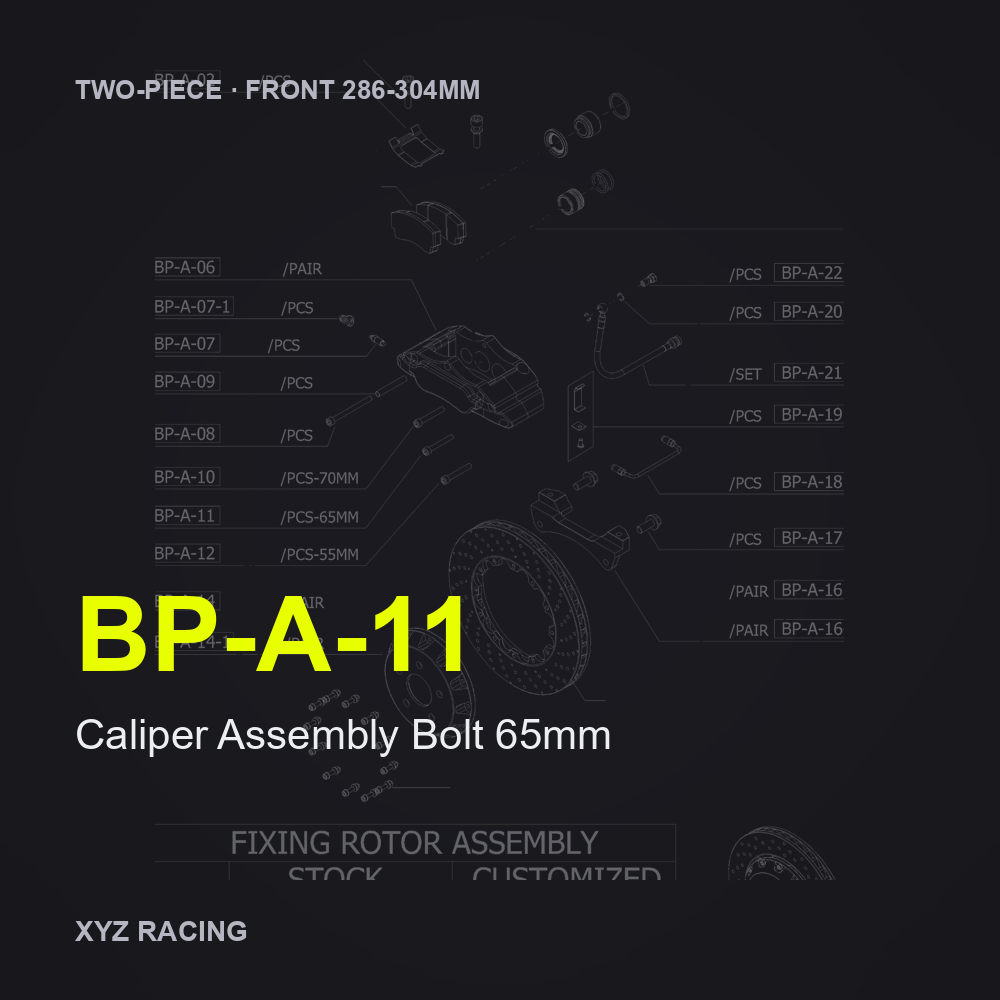 Caliper Assembly Bolt 65mm (BP-A-11) — Two-Piece Front 286-304mm
