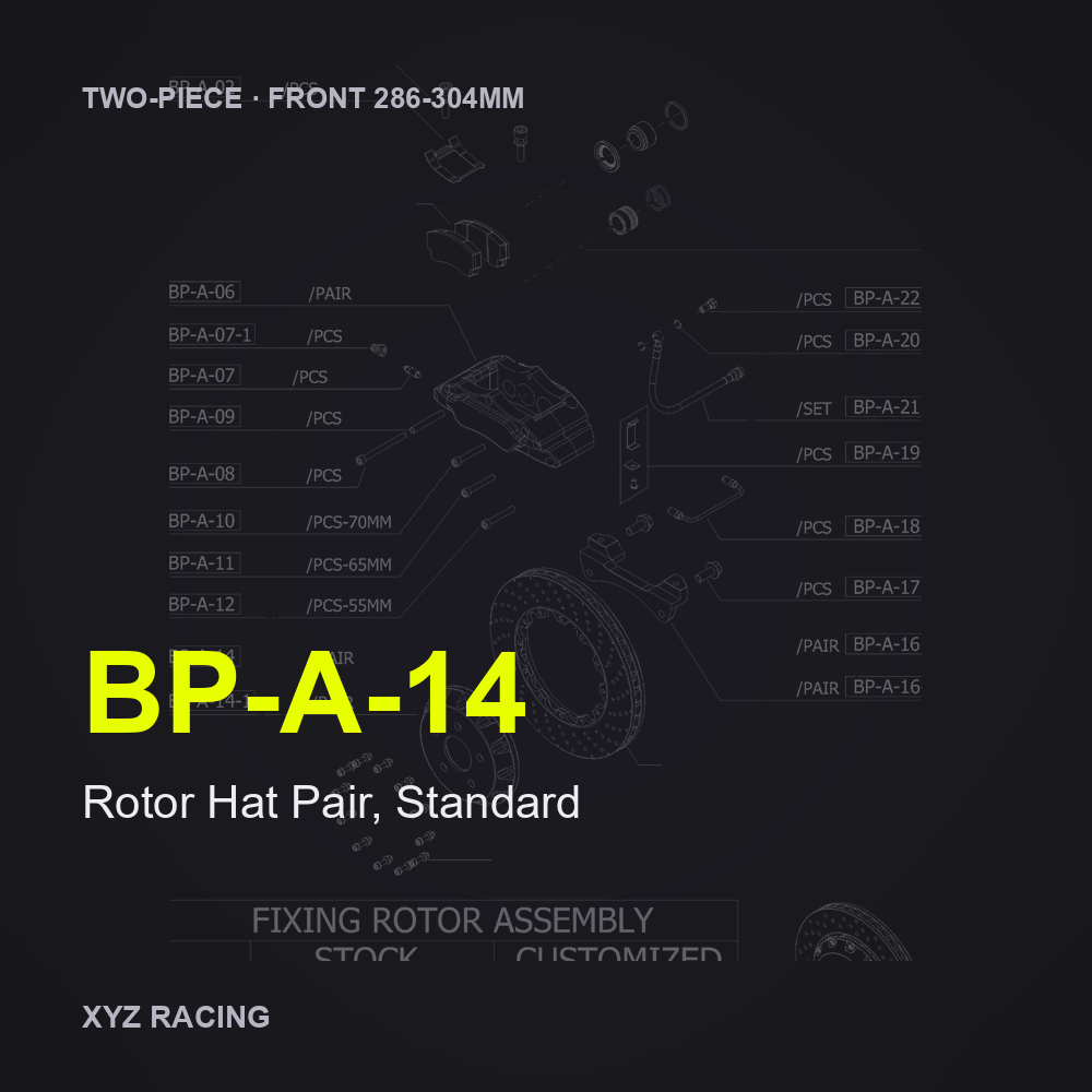 Rotor Hat Pair, Standard (BP-A-14) — Two-Piece Front 286-304mm
