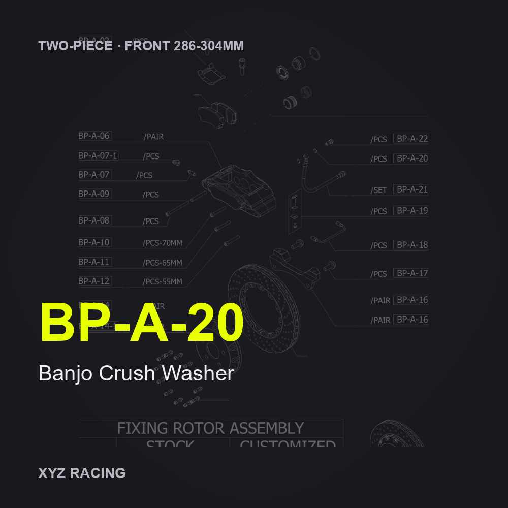 Banjo Crush Washer (BP-A-20) — Two-Piece Front 286-304mm