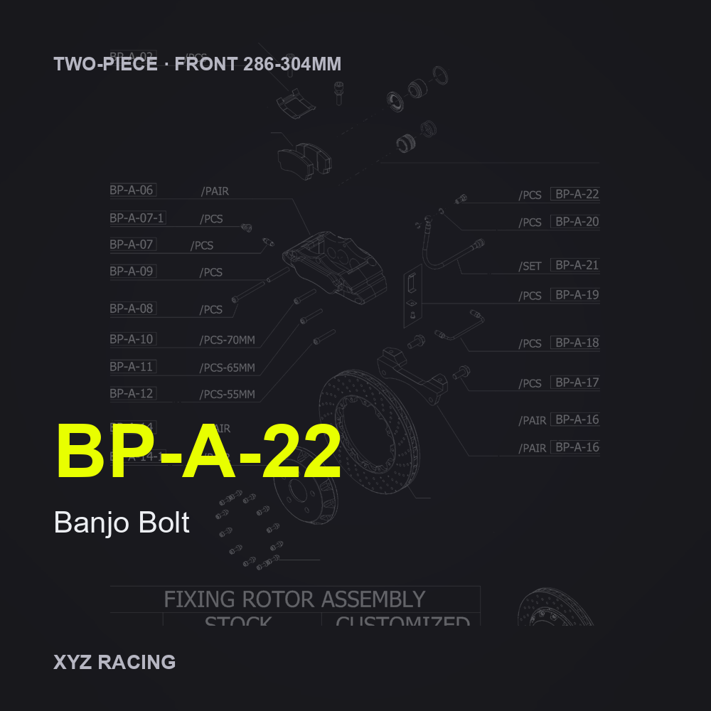 Banjo Bolt (BP-A-22) — Two-Piece Front 286-304mm
