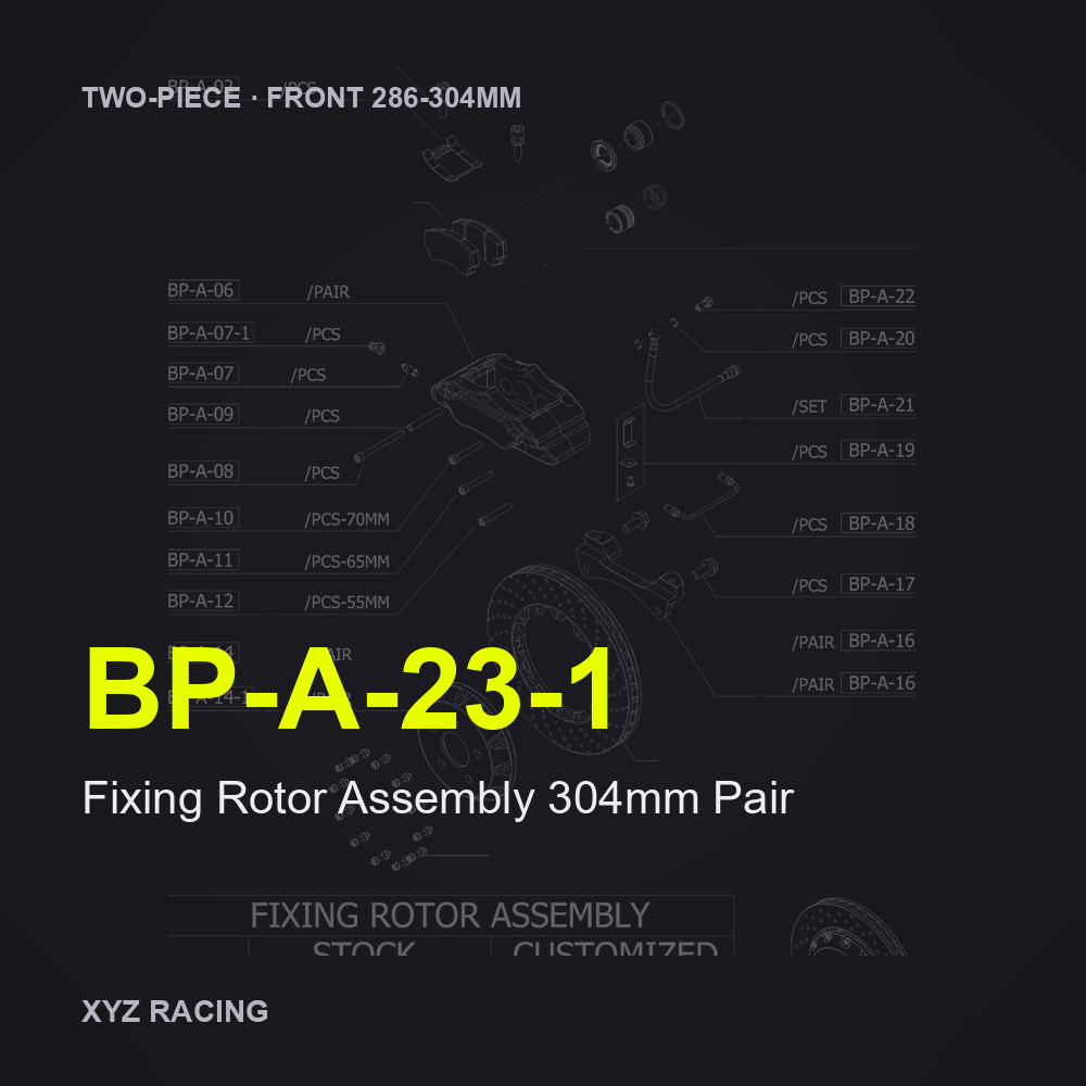 Fixing Rotor Assembly 304mm Pair (BP-A-23-1) — Two-Piece Front 286-304mm