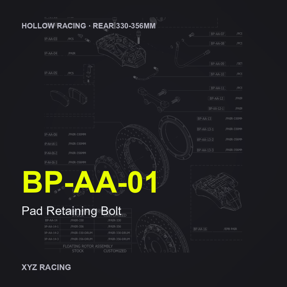 Pad Retaining Bolt (BP-AA-01) — Hollow Racing Rear 330-356mm
