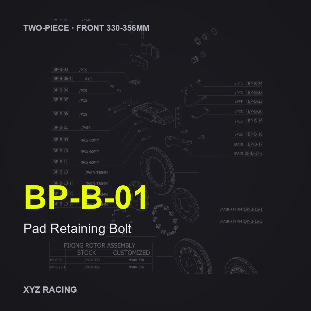 Pad Retaining Bolt (BP-B-01) — Two-Piece Front 330-356mm
