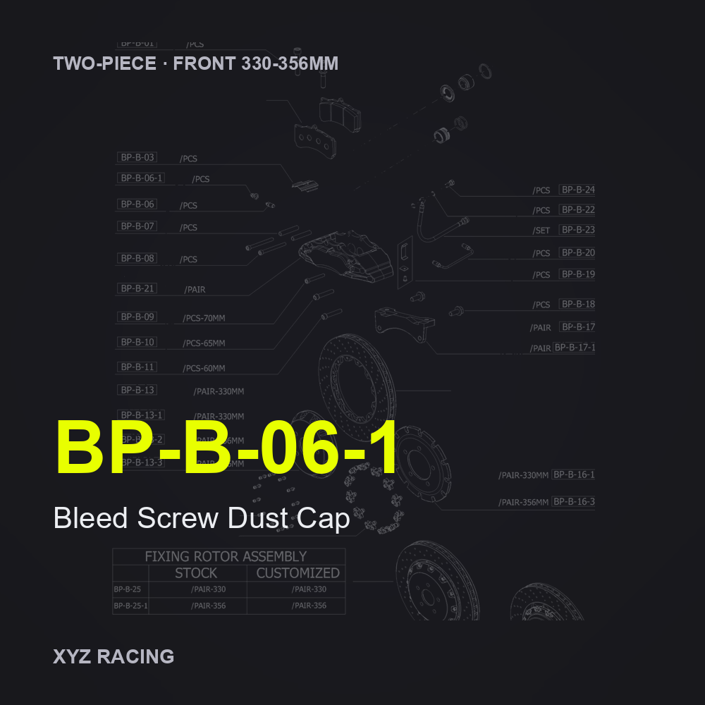 Bleed Screw Dust Cap (BP-B-06-1) — Two-Piece Front 330-356mm
