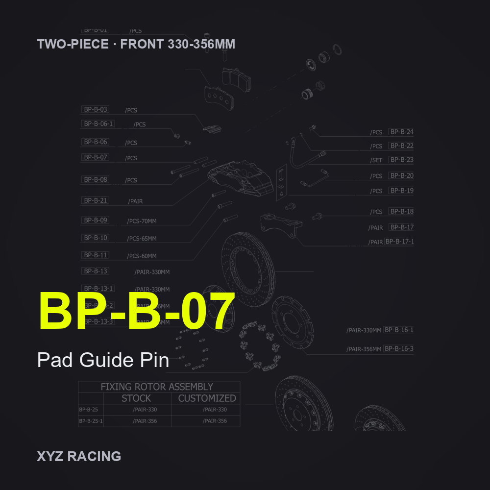 Pad Guide Pin (BP-B-07) — Two-Piece Front 330-356mm