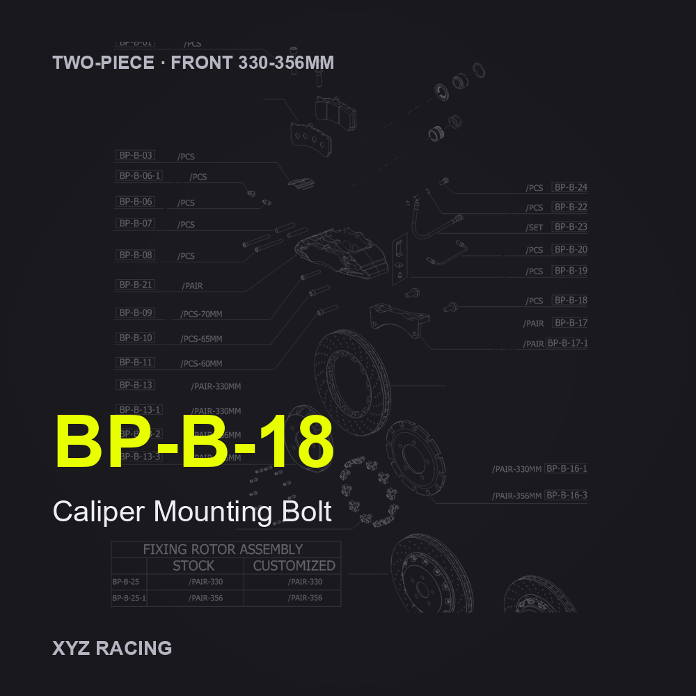Caliper Mounting Bolt (BP-B-18) — Two-Piece Front 330-356mm