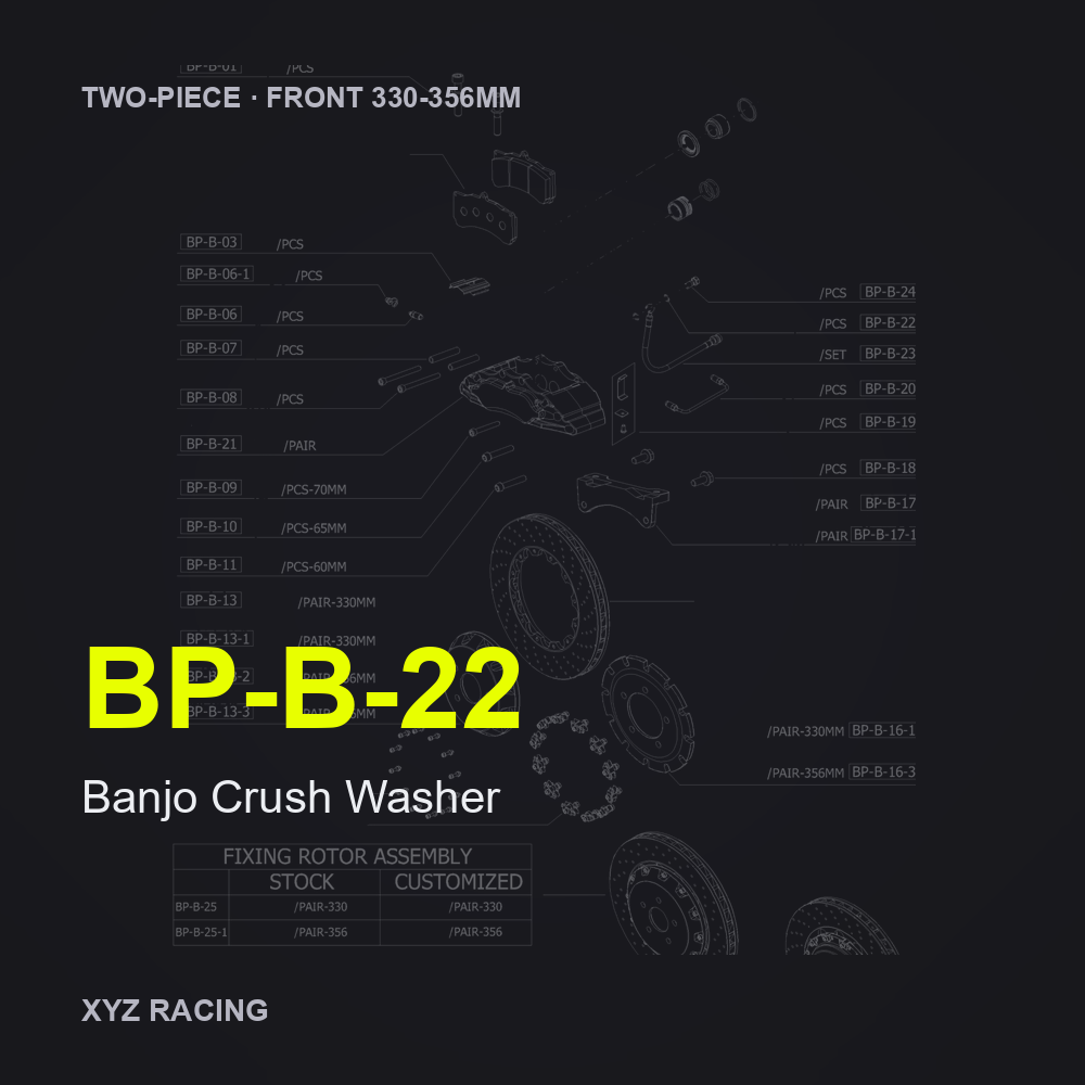 Banjo Crush Washer (BP-B-22) — Two-Piece Front 330-356mm