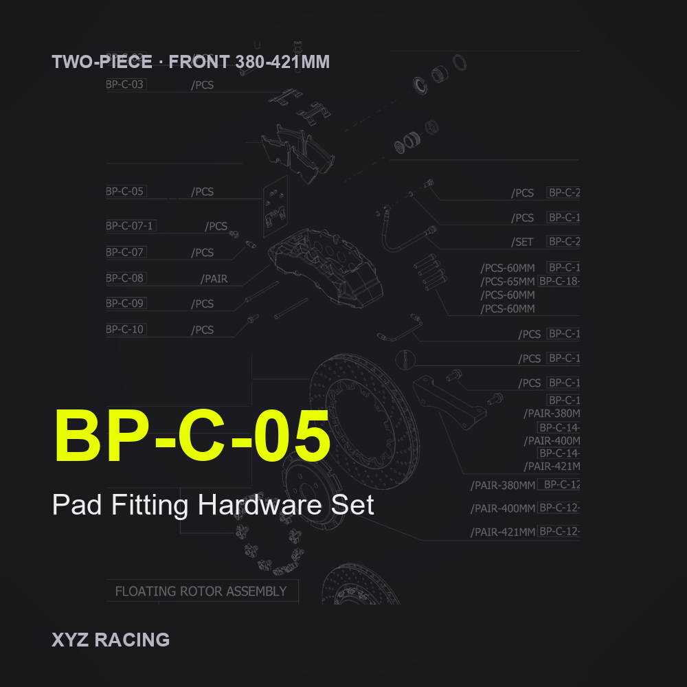 Pad Fitting Hardware Set (BP-C-05) — Two-Piece Front 380-421mm