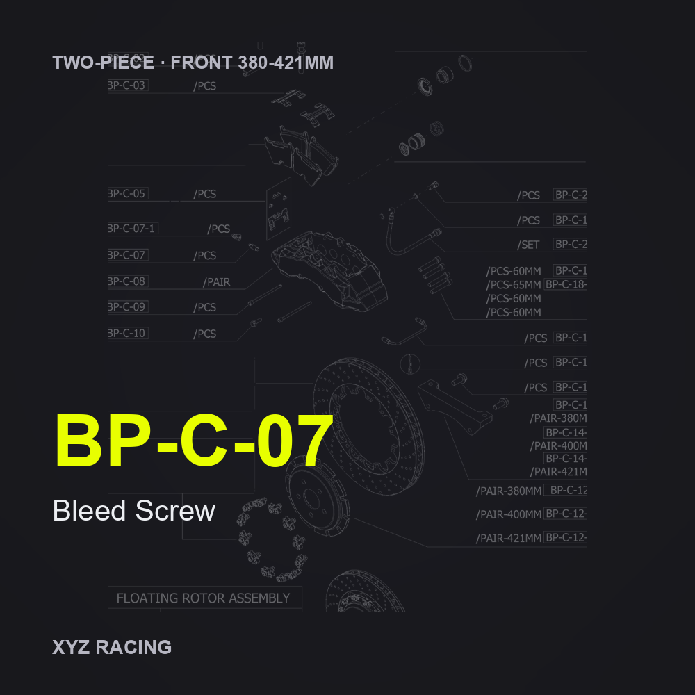 Bleed Screw (BP-C-07) — Two-Piece Front 380-421mm