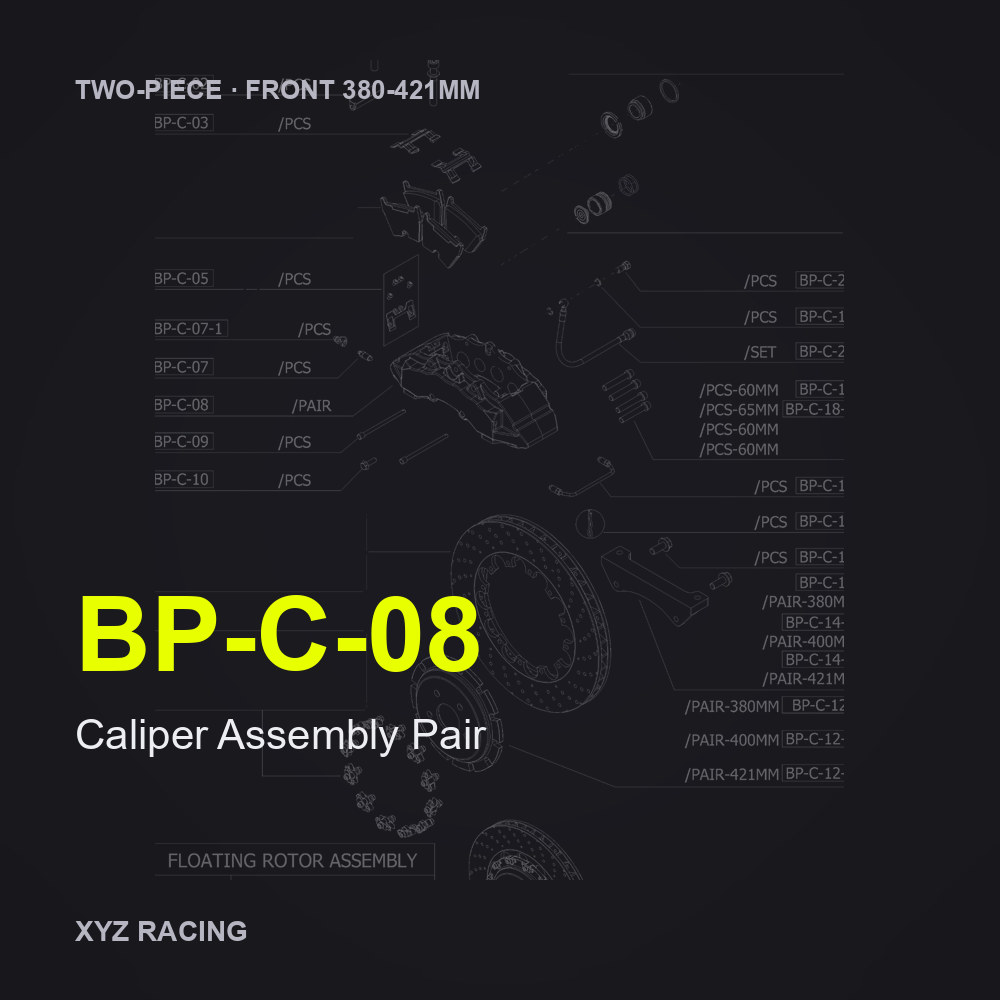 Caliper Assembly Pair (BP-C-08) — Two-Piece Front 380-421mm