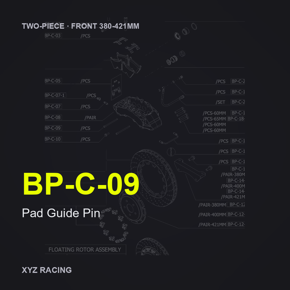 Pad Guide Pin (BP-C-09) — Two-Piece Front 380-421mm