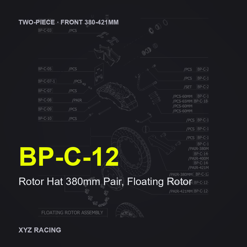 Rotor Hat 380mm Pair, Floating Rotor (BP-C-12) — Two-Piece Front 380-421mm