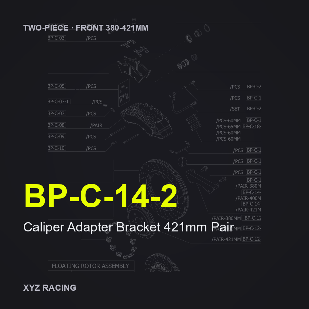 Caliper Adapter Bracket 421mm Pair (BP-C-14-2) — Two-Piece Front 380-421mm