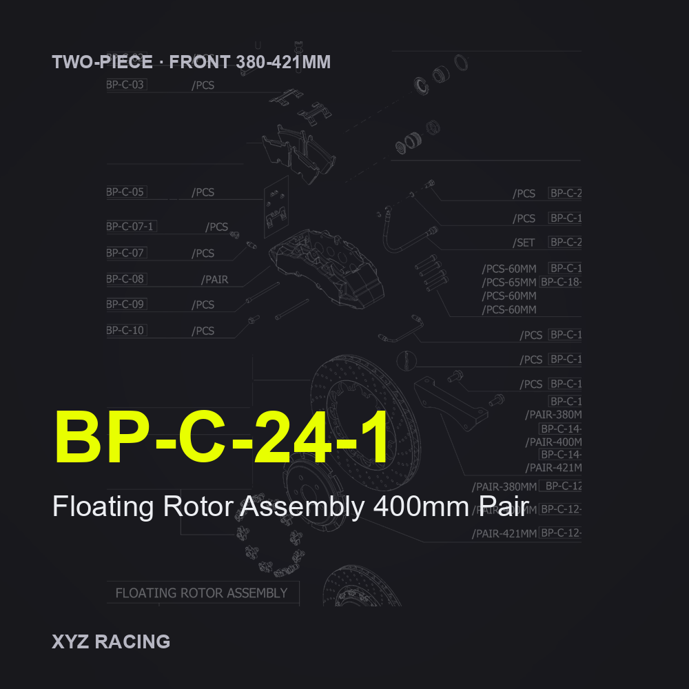 Floating Rotor Assembly 400mm Pair (BP-C-24-1) — Two-Piece Front 380-421mm