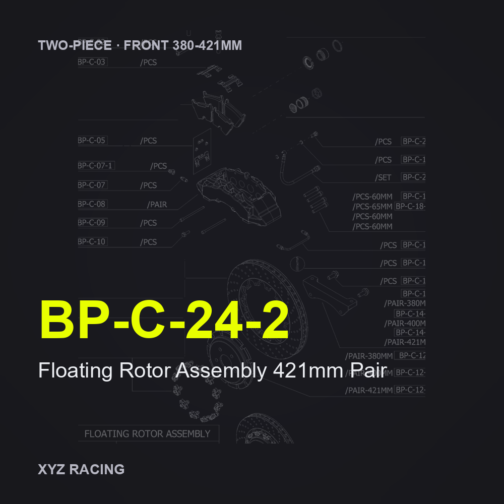 Floating Rotor Assembly 421mm Pair (BP-C-24-2) — Two-Piece Front 380-421mm