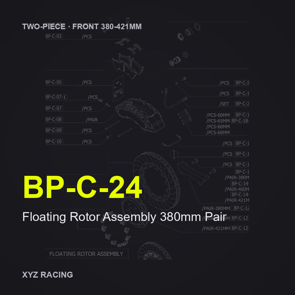 Floating Rotor Assembly 380mm Pair (BP-C-24) — Two-Piece Front 380-421mm