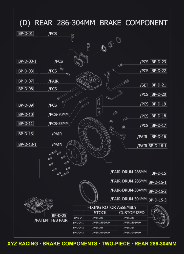 Braided Brake Hose Set (BP-D-21) — Two-Piece Rear 286-304mm