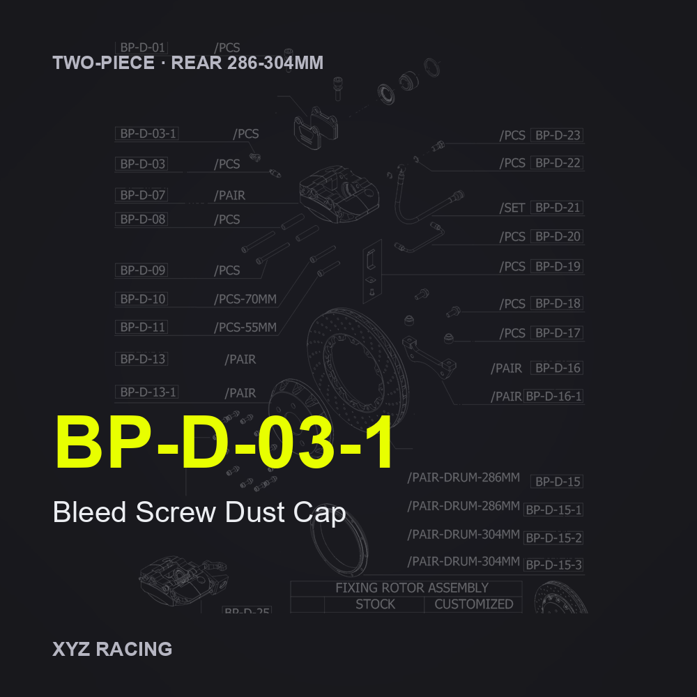 Bleed Screw Dust Cap (BP-D-03-1) — Two-Piece Rear 286-304mm