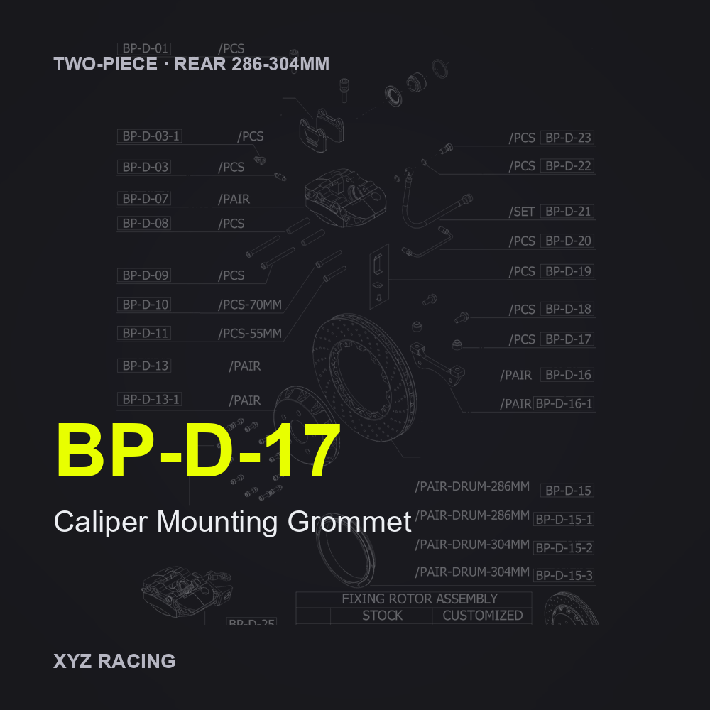 Caliper Mounting Grommet (BP-D-17) — Two-Piece Rear 286-304mm