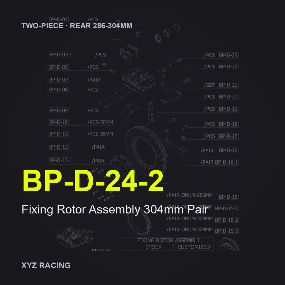 Fixing Rotor Assembly 304mm Pair (BP-D-24-2) — Two-Piece Rear 286-304mm