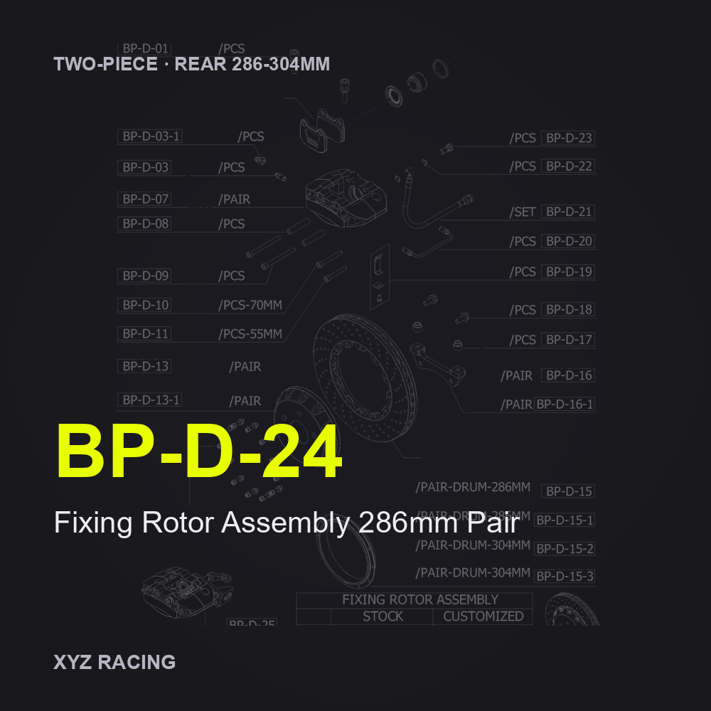 Fixing Rotor Assembly 286mm Pair (BP-D-24) — Two-Piece Rear 286-304mm