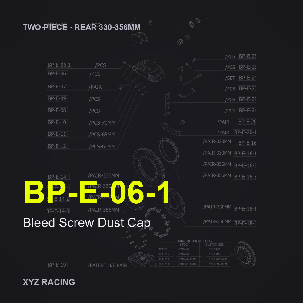 Bleed Screw Dust Cap (BP-E-06-1) — Two-Piece Rear 330-356mm