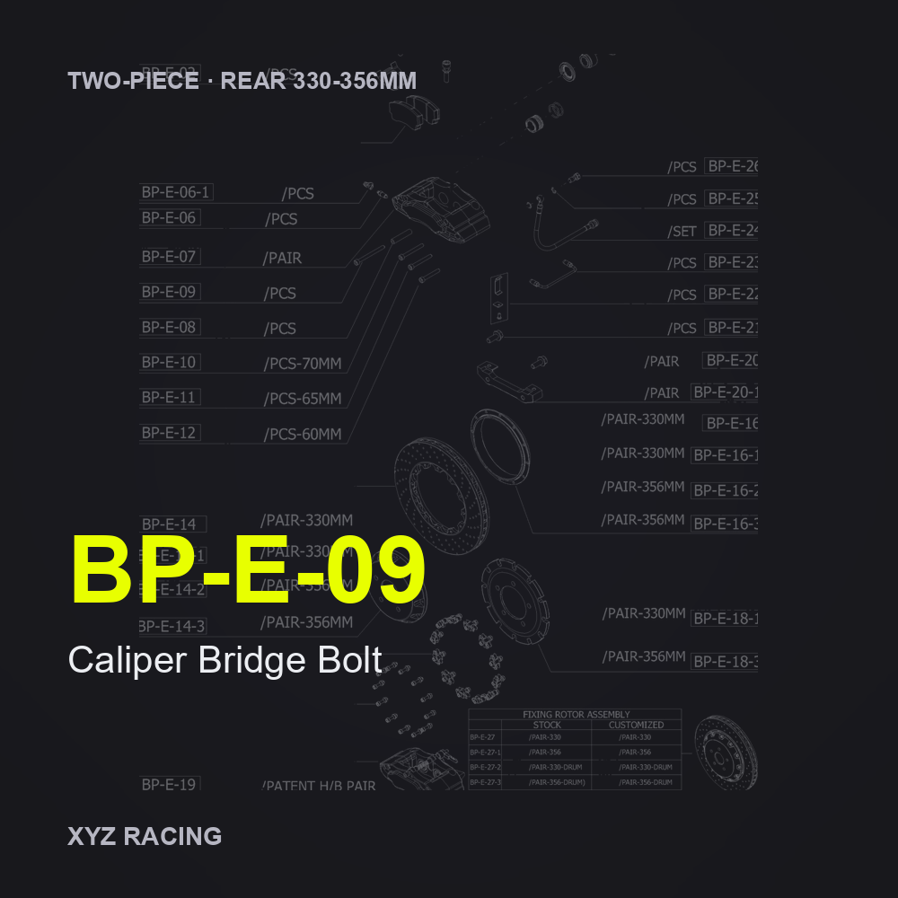 Caliper Bridge Bolt (BP-E-09) — Two-Piece Rear 330-356mm