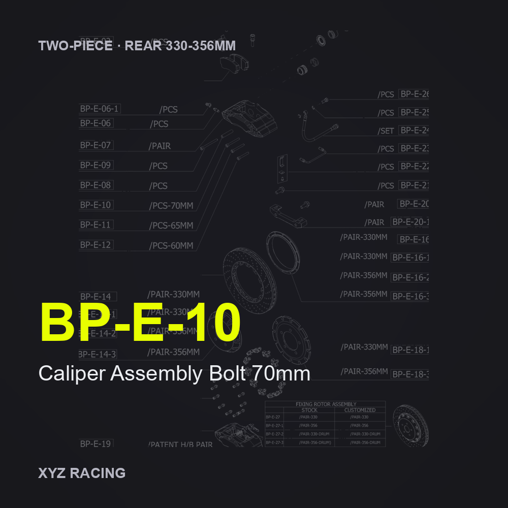 Caliper Assembly Bolt 70mm (BP-E-10) — Two-Piece Rear 330-356mm