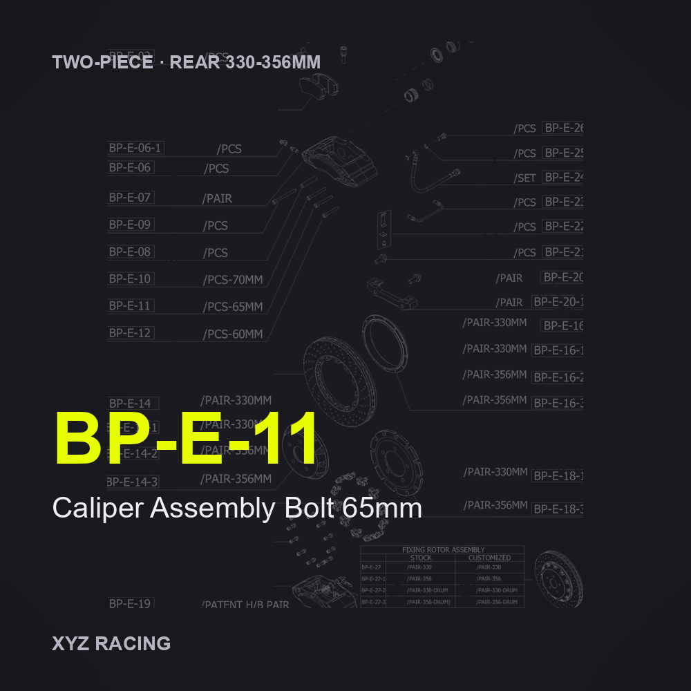 Caliper Assembly Bolt 65mm (BP-E-11) — Two-Piece Rear 330-356mm