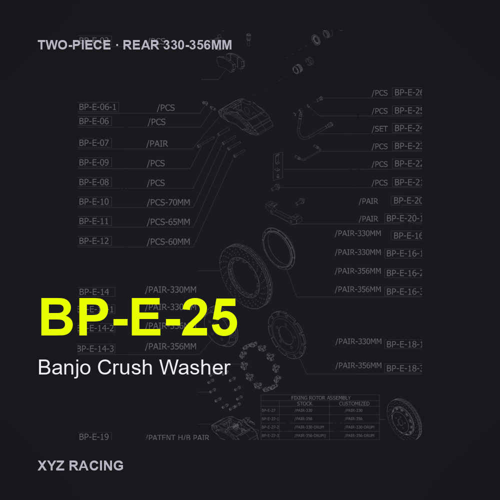 Banjo Crush Washer (BP-E-25) — Two-Piece Rear 330-356mm