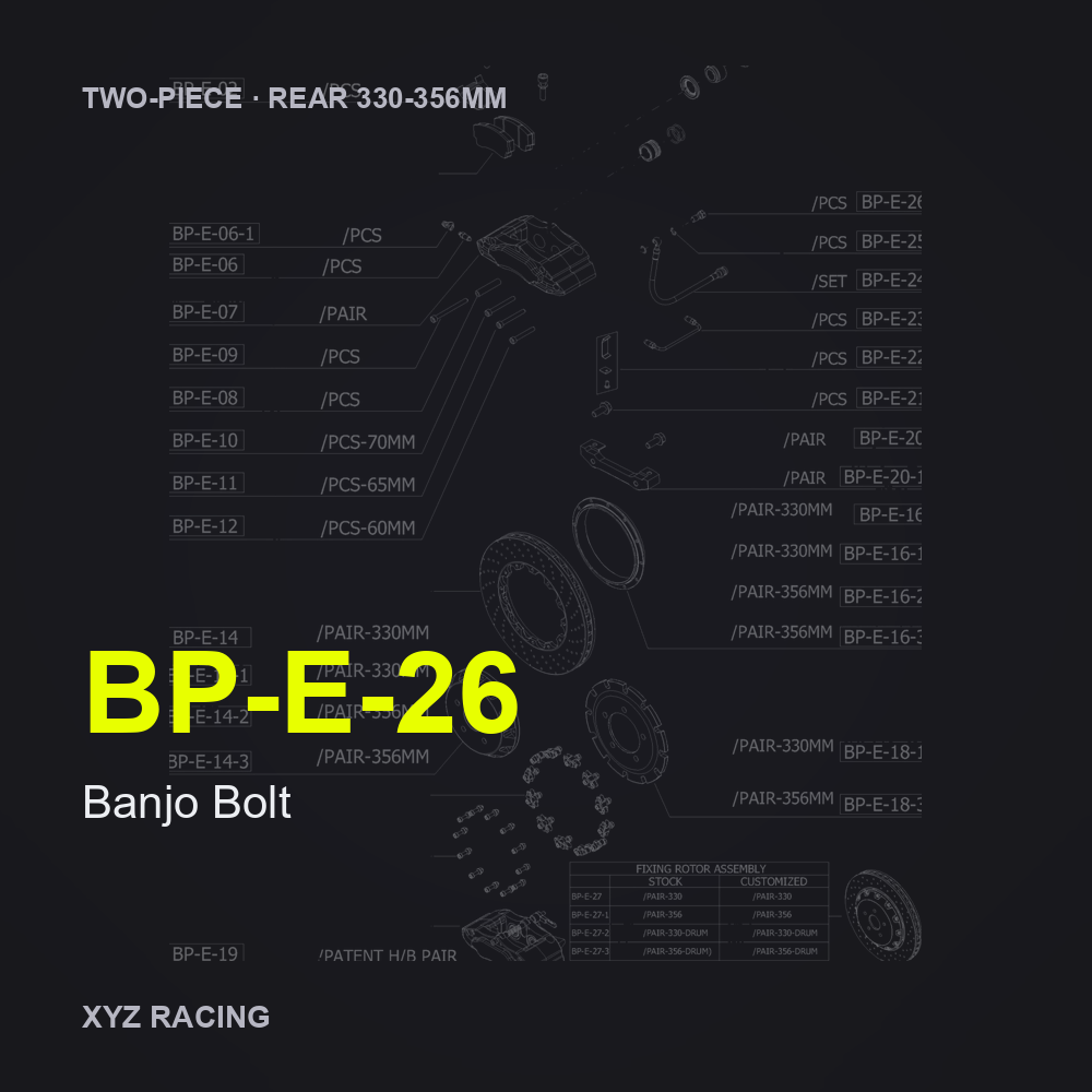 Banjo Bolt (BP-E-26) — Two-Piece Rear 330-356mm