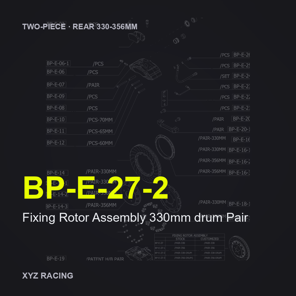 Fixing Rotor Assembly 330mm drum Pair (BP-E-27-2) — Two-Piece Rear 330-356mm