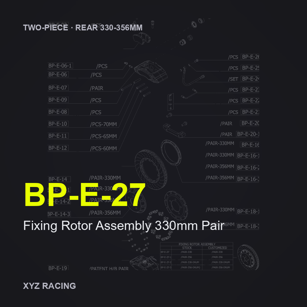 Fixing Rotor Assembly 330mm Pair (BP-E-27) — Two-Piece Rear 330-356mm