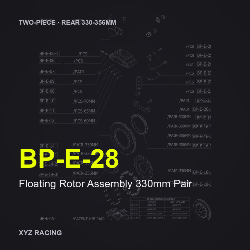Floating Rotor Assembly 330mm Pair (BP-E-28) — Two-Piece Rear 330-356mm