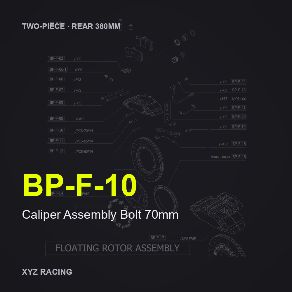 Caliper Assembly Bolt 70mm (BP-F-10) — Two-Piece Rear 380mm