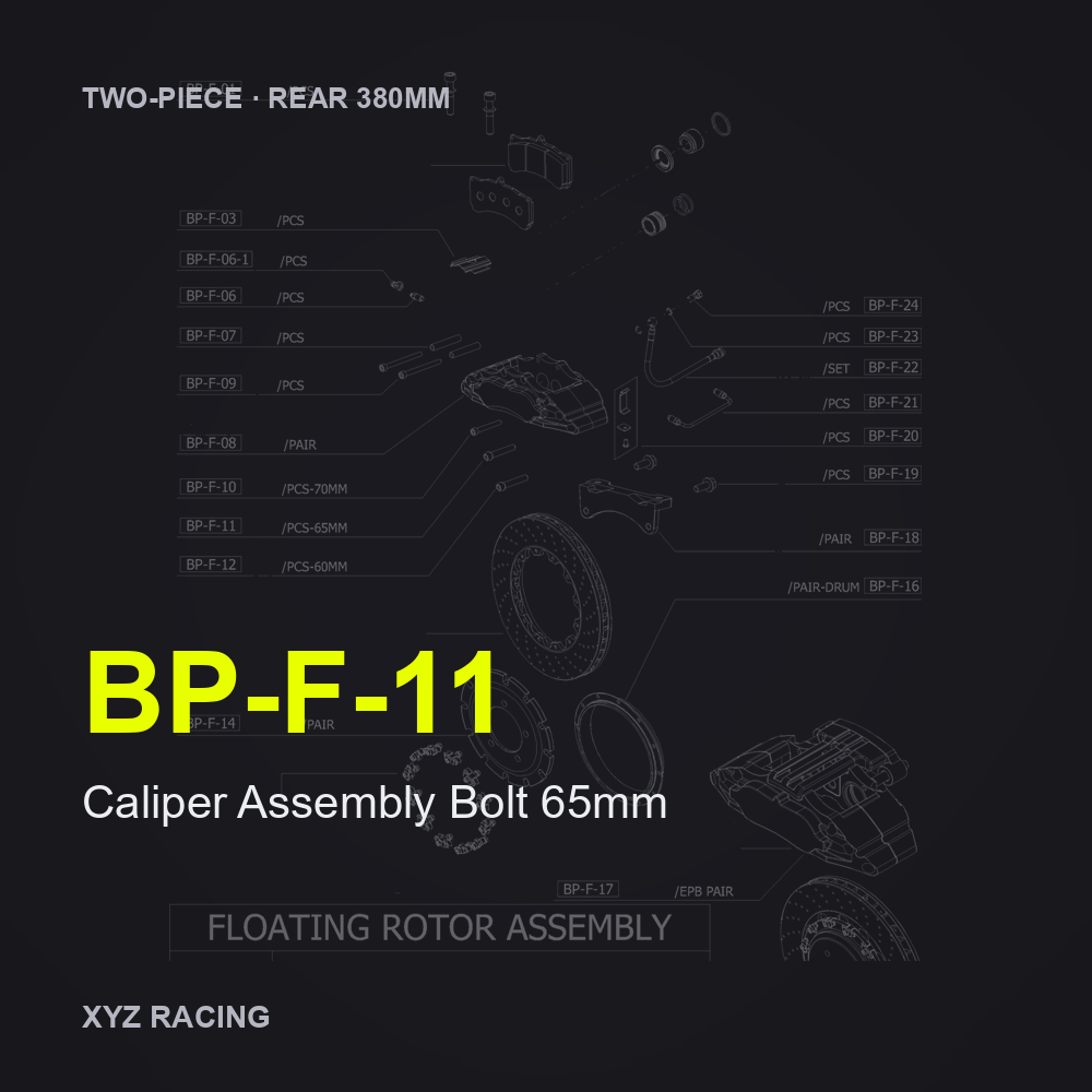 Caliper Assembly Bolt 65mm (BP-F-11) — Two-Piece Rear 380mm
