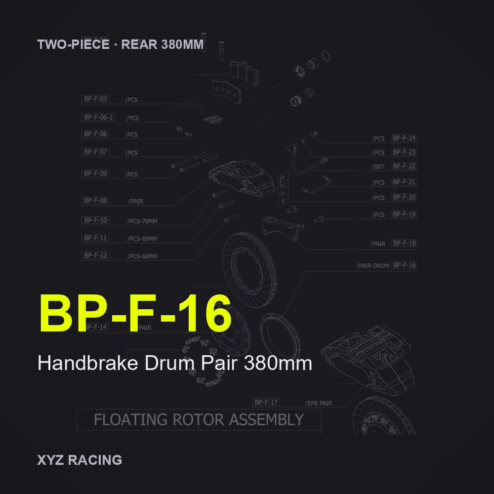 Handbrake Drum Pair 380mm (BP-F-16) — Two-Piece Rear 380mm