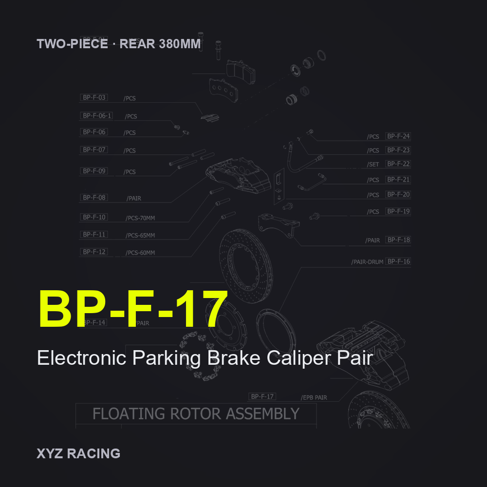 Electronic Parking Brake Caliper Pair (BP-F-17) — Two-Piece Rear 380mm