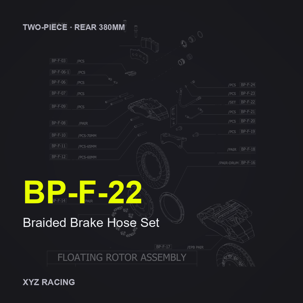 Braided Brake Hose Set (BP-F-22) — Two-Piece Rear 380mm