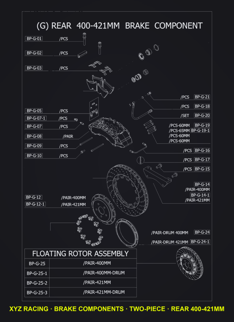 Rotor Hat 400mm Pair, Floating Rotor (BP-G-12) — Two-Piece Rear 400-421mm