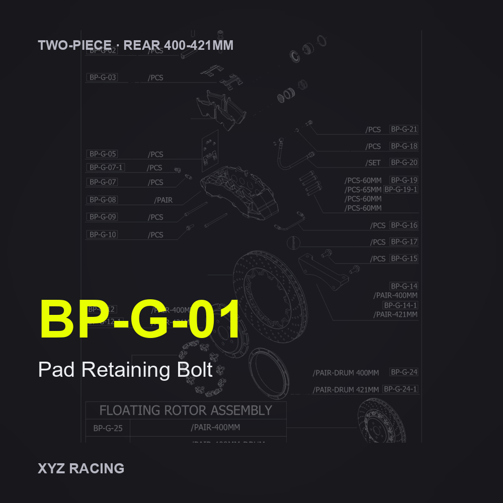 Pad Retaining Bolt (BP-G-01) — Two-Piece Rear 400-421mm