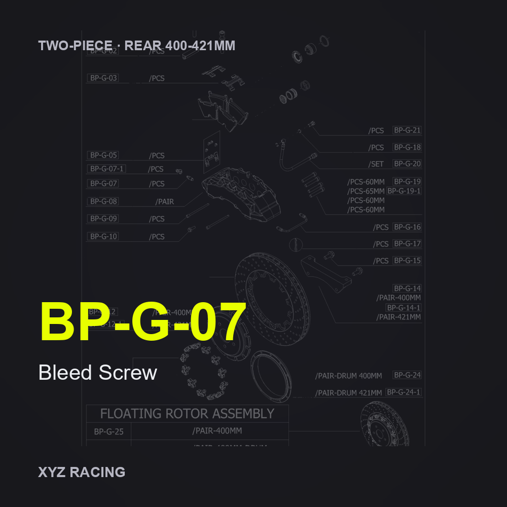 Bleed Screw (BP-G-07) — Two-Piece Rear 400-421mm