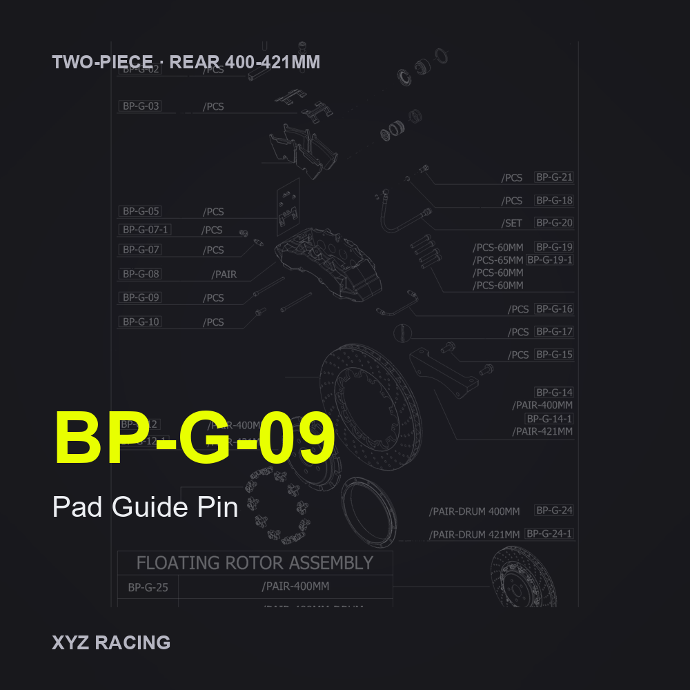 Pad Guide Pin (BP-G-09) — Two-Piece Rear 400-421mm
