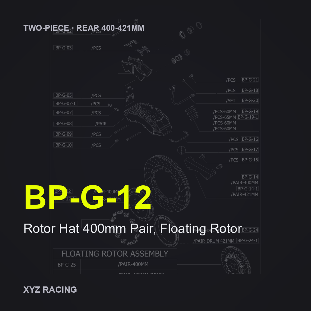 Rotor Hat 400mm Pair, Floating Rotor (BP-G-12) — Two-Piece Rear 400-421mm