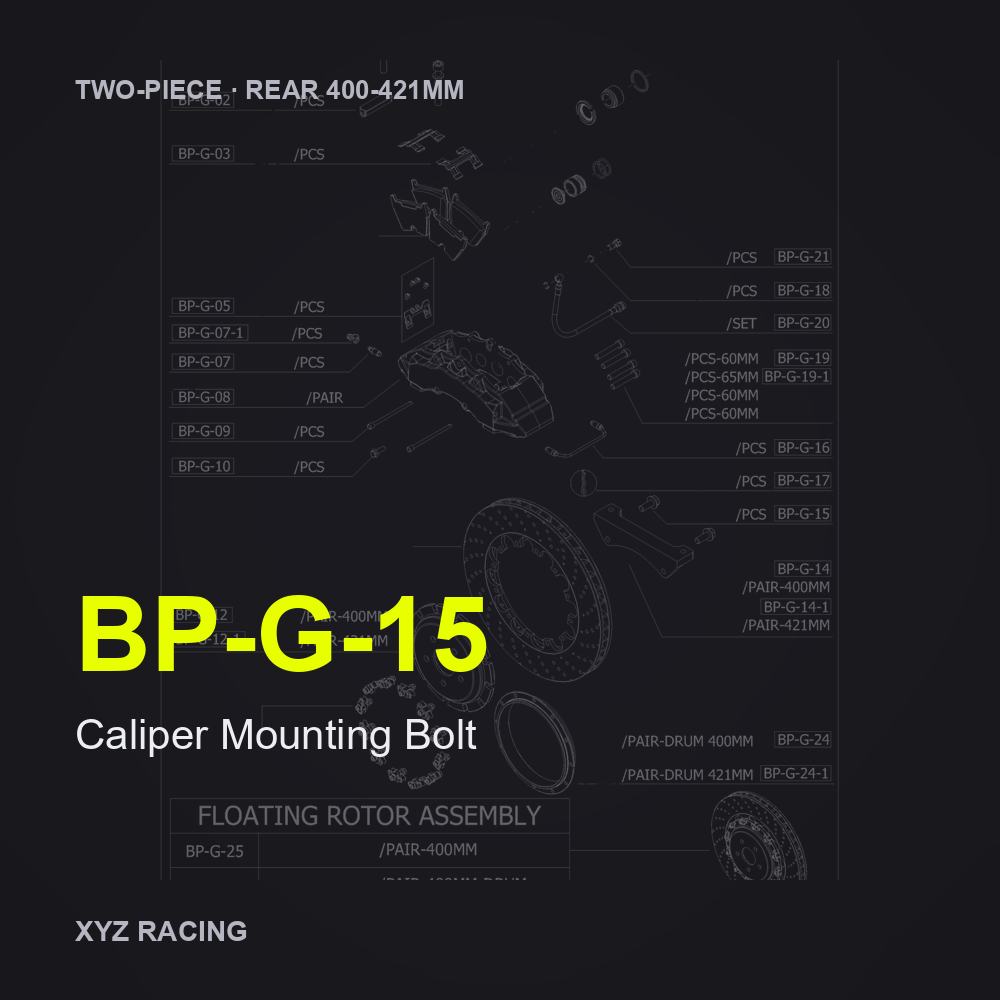 Caliper Mounting Bolt (BP-G-15) — Two-Piece Rear 400-421mm