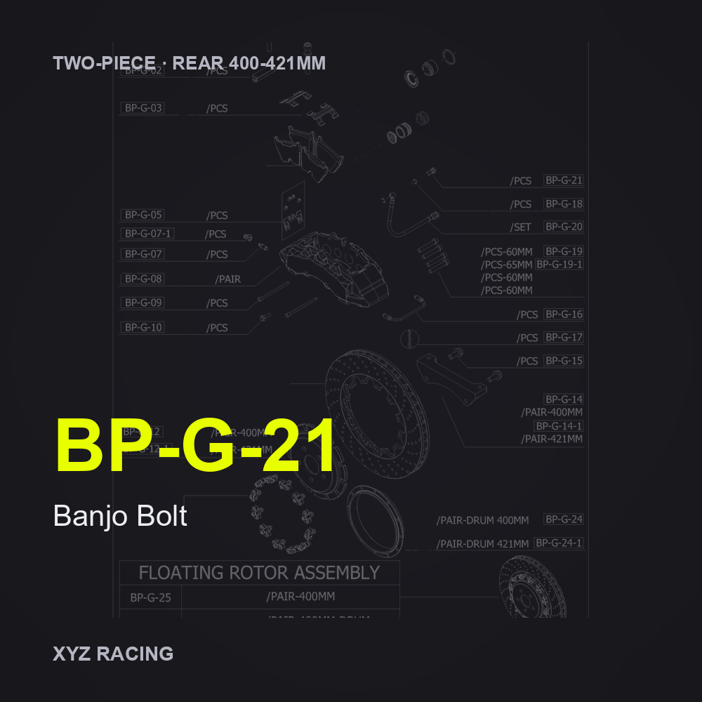 Banjo Bolt (BP-G-21) — Two-Piece Rear 400-421mm