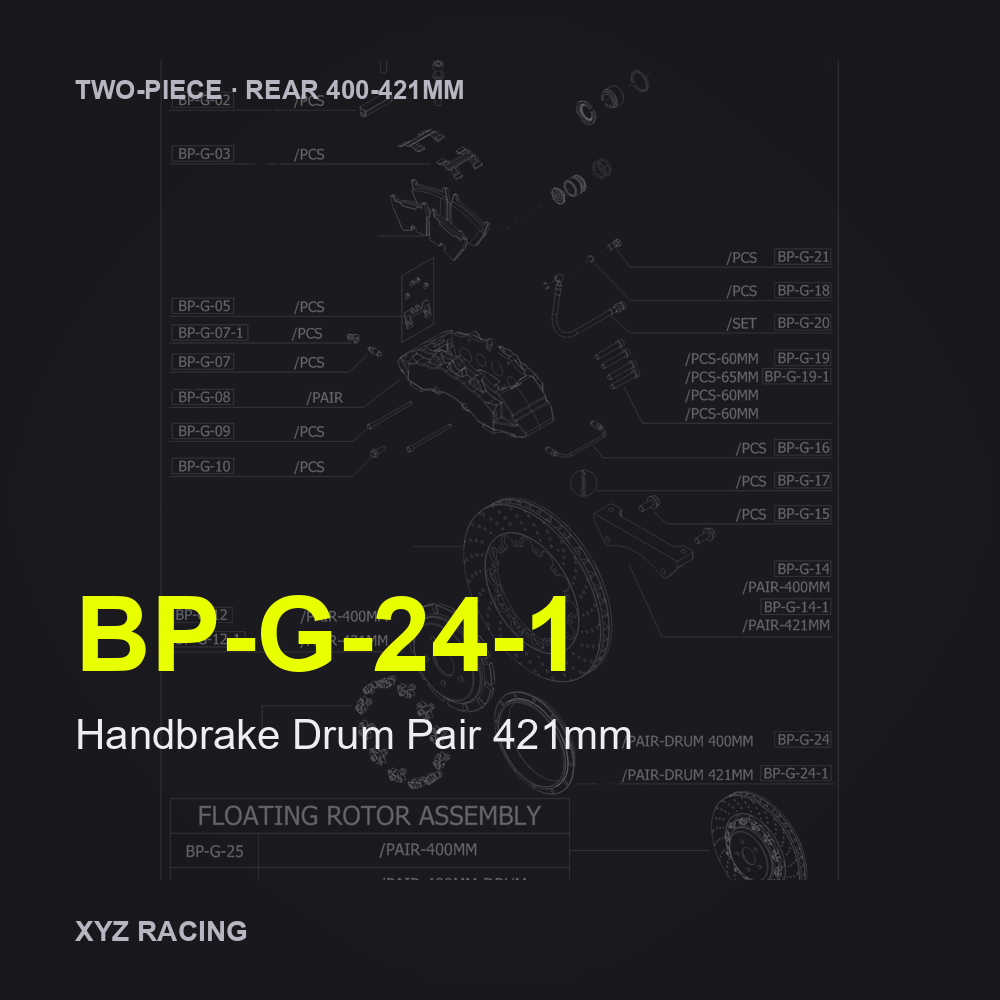Handbrake Drum Pair 421mm (BP-G-24-1) — Two-Piece Rear 400-421mm